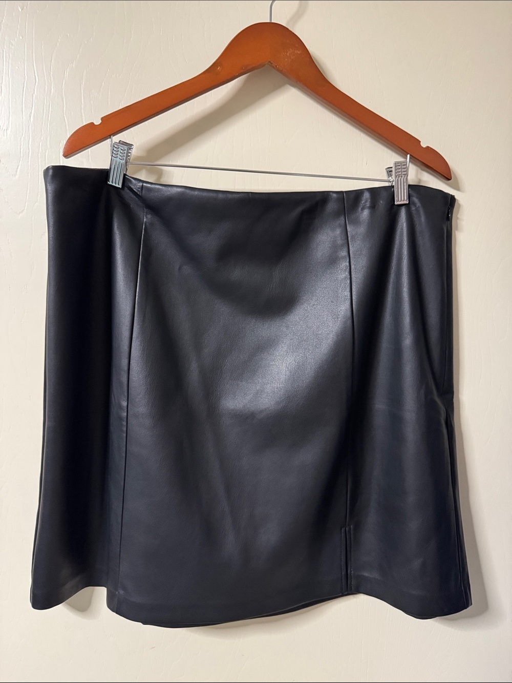 LOFT Black Faux Leather Mini Skirt